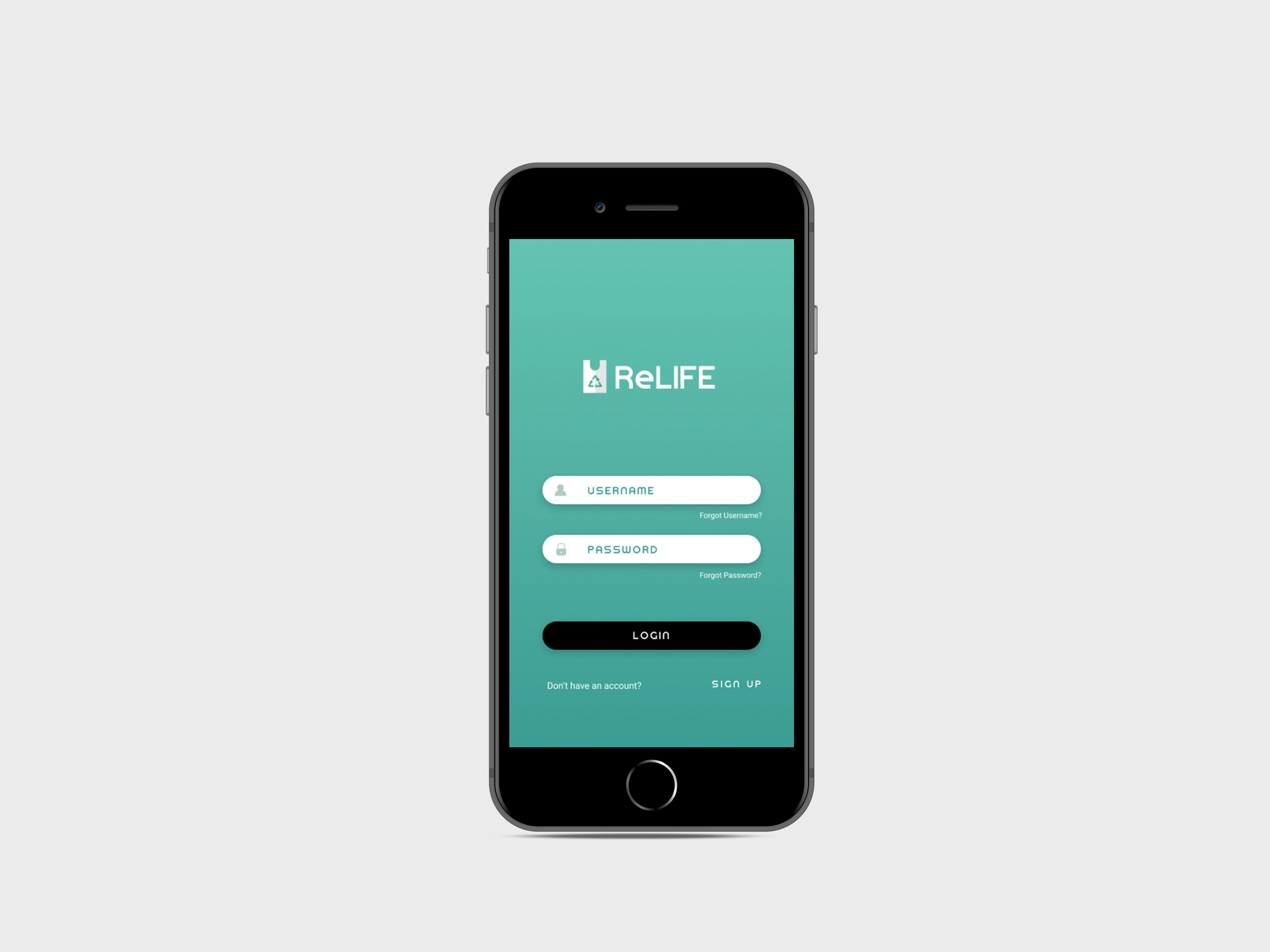 ReLife login screen on a phone